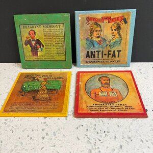 Vintage Coasters "Anti-Fat", "Sozodont", "The Lung Pad", "Parlor Billiards"